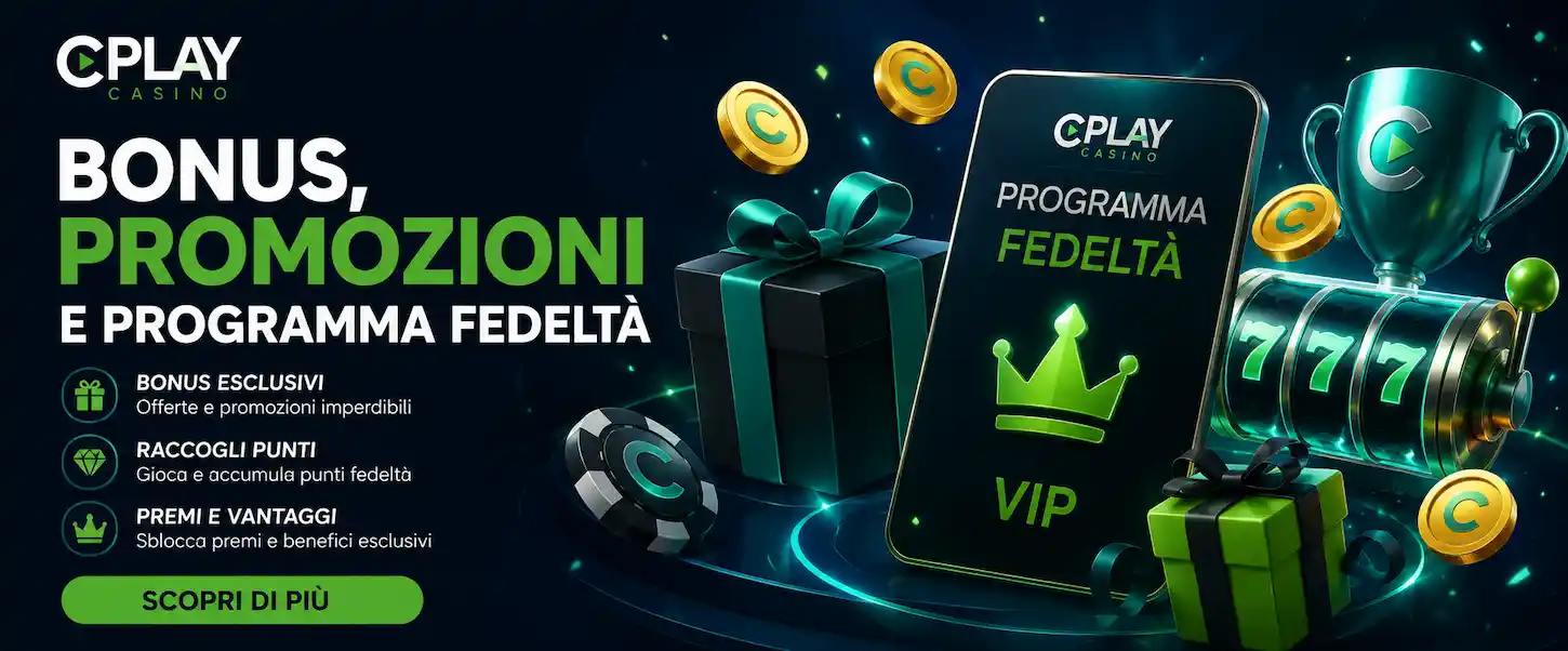 Cplay Casino presenta bonus e promozioni con programma fedeltà, premi VIP e vantaggi esclusivi per i giocatori.